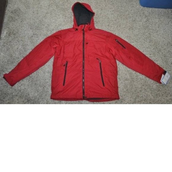 Mens Winter Jacket Hemisphere Red 2XL Wind Water Resistant Down Alt Fill Hooded - Picture 5 of 11